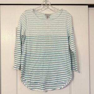 Tommy Bahama Blue White Ashby Ombré Stripe Tee Small NWT